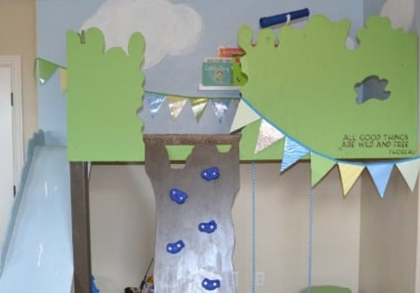 Build An Indoor Tree House With Slide and Rock Climbing Wall