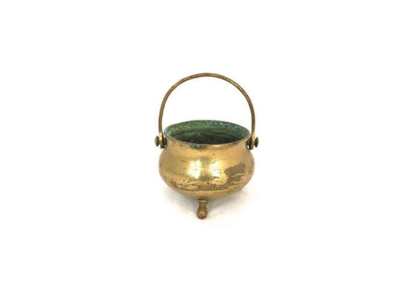Vintage Rustic Brass Cauldron