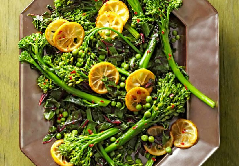 Broccolini with Peas & Seared Lemons Recipe