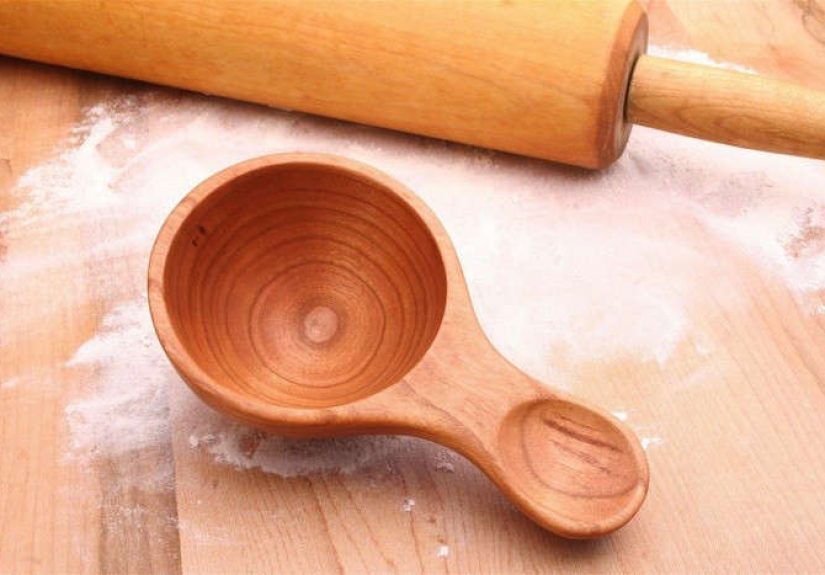 Hand Carved Wooden Measuring Spoon