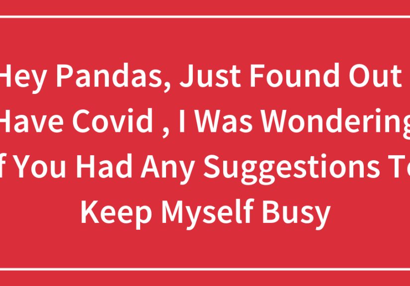 Hey Pandas, Just Found Out I Have Covid , I Was Wondering If You Had Any Suggestions To Keep Myself Busy