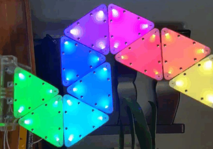 Triangle Tiles Form Blinky Networks Using Clever Interconnects