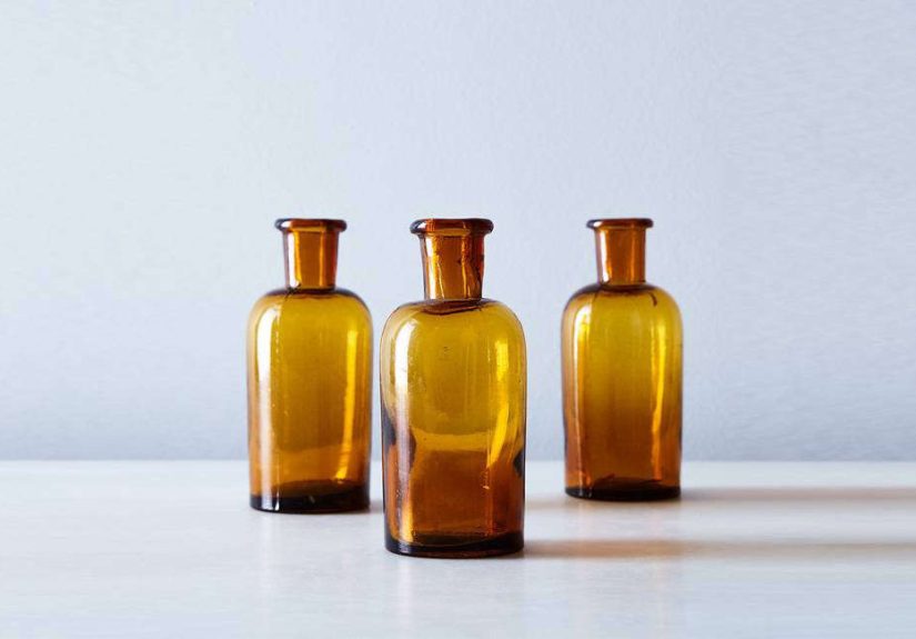 Vintage French Small Amber Apothecary Jars