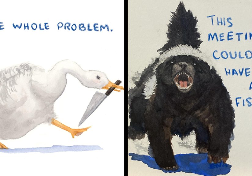 27 Hilarious Watercolor Paintings Of Sassy Animals With Pop Culture References, By This Artist