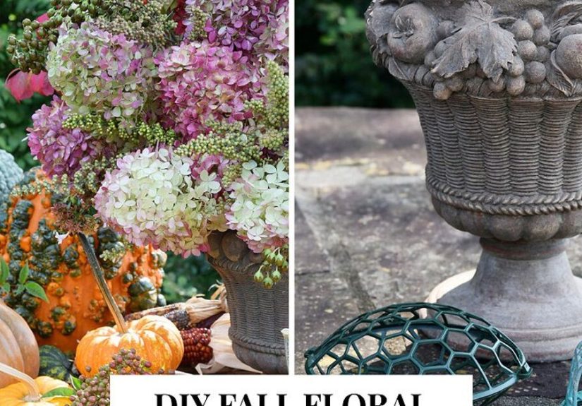 DIY Fall Floral Centerpiece With Hydrangeas and Pumpkins
