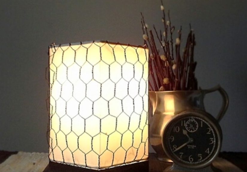 Farmhouse Look on Lamp Shade With Chicken Wire